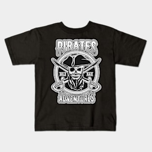 SKULL PIRATES BLACK AND WHITE Kids T-Shirt